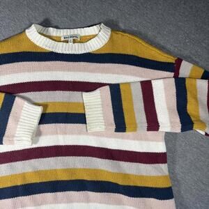 Rag Poets Striped Knit Womans Small Sweater in Mustard, Navy, Burgundy, Pink